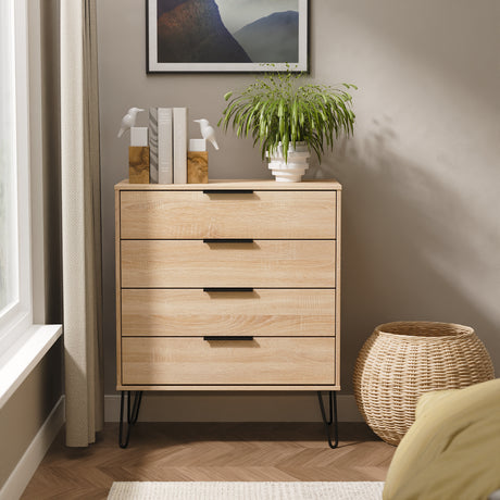 Hong Kong (Black Hairpin Legs) 4 Drawer Chest