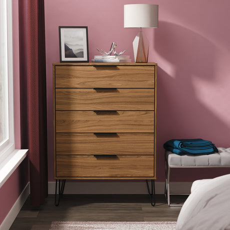 Hong Kong (Black Hairpin Legs) 5 Drawer Chest