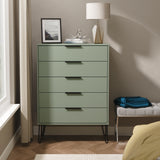 Hong Kong (Black Hairpin Legs) 5 Drawer Chest