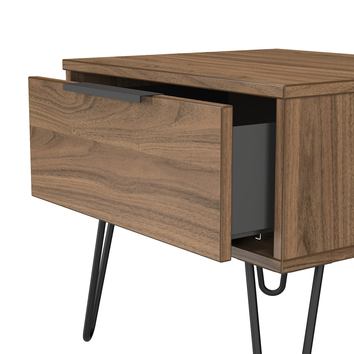 Hong Kong (Black Hairpin Legs) 1 Drawer Bedside Cabinet  with Legs