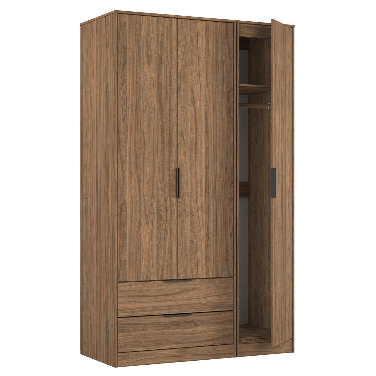 Hong Kong (Black Hairpin Legs) Tall Triple 2 Drawer Wardrobe
