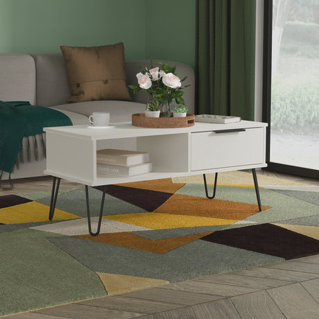 Hong Kong (Black Hairpin Legs) 1 Drawer Coffee Table