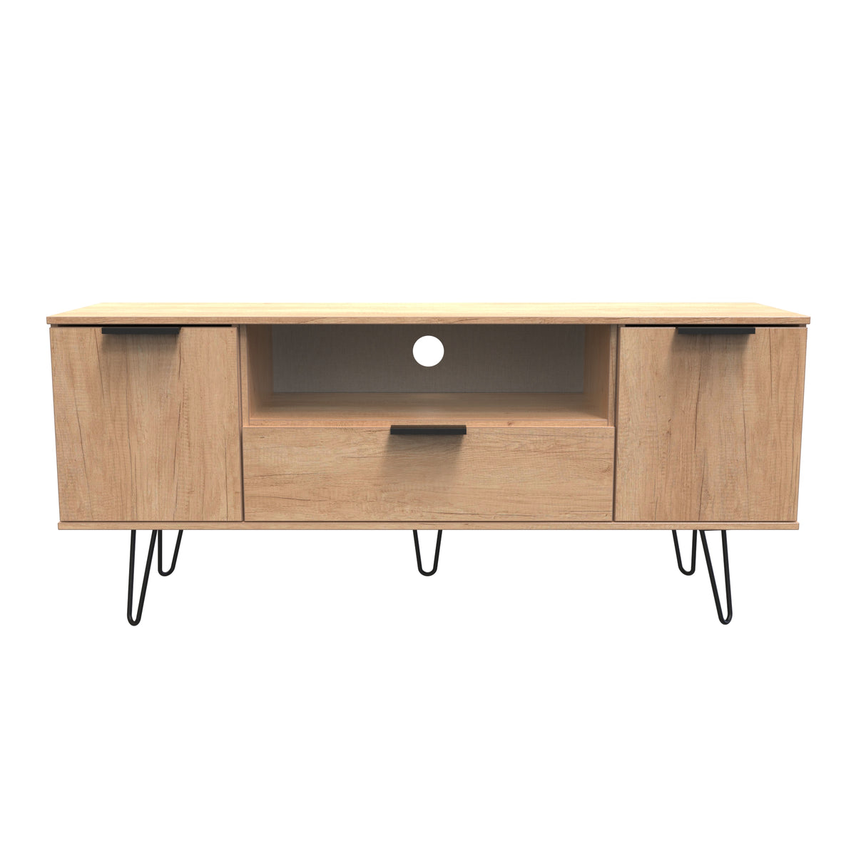 Hong Kong (Black Hairpin Legs) 2 Door 1 Drawer Wide TV Unit