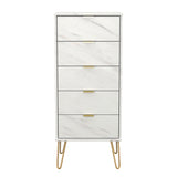 Hong Kong (Gold Hairpin Legs) 5 Drawer Bedside Cabinet