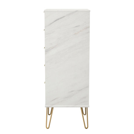 Hong Kong (Gold Hairpin Legs) 5 Drawer Bedside Cabinet