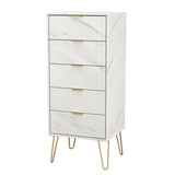 Hong Kong (Gold Hairpin Legs) 5 Drawer Bedside Cabinet