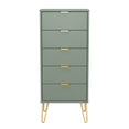 Hong Kong (Gold Hairpin Legs) 5 Drawer Bedside Cabinet