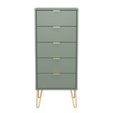 Hong Kong (Gold Hairpin Legs) 5 Drawer Bedside Cabinet