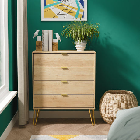 Hong Kong (Gold Hairpin Legs) 4 Drawer Chest
