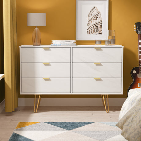 Hong Kong (Gold Hairpin Legs) 6 Drawer Midi Chest