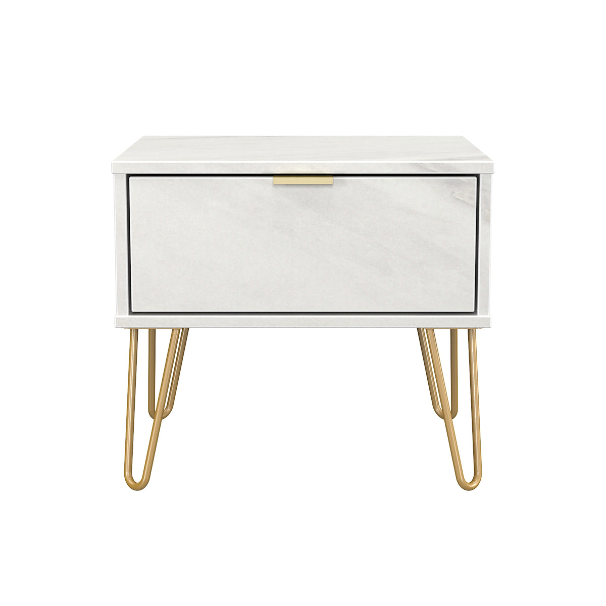 Hong Kong (Gold Hairpin Legs) 1 Drawer Bedside Cabinet  with Legs