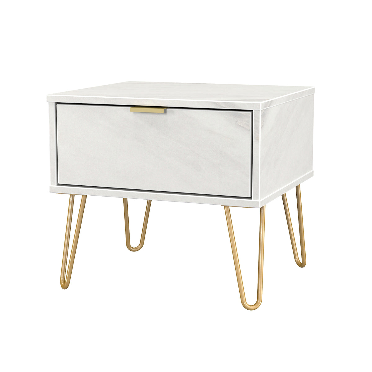 Hong Kong (Gold Hairpin Legs) 1 Drawer Bedside Cabinet  with Legs