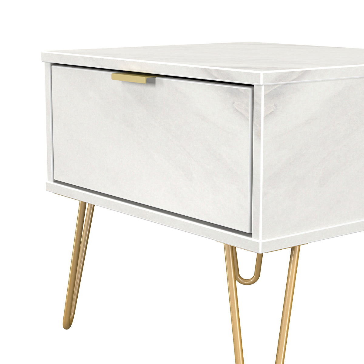 Hong Kong (Gold Hairpin Legs) 1 Drawer Bedside Cabinet  with Legs