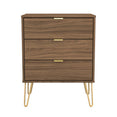 Hong Kong (Gold Hairpin Legs) 3 Drawer Midi Chest with Legs