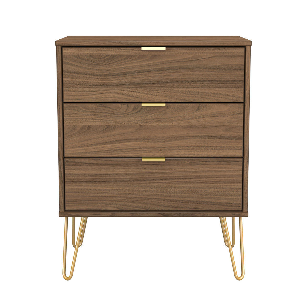 Hong Kong (Gold Hairpin Legs) 3 Drawer Midi Chest with Legs