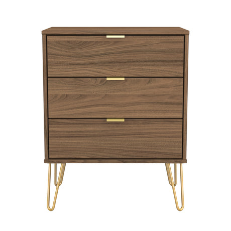 Hong Kong (Gold Hairpin Legs) 3 Drawer Midi Chest with Legs