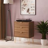 Hong Kong (Gold Hairpin Legs) 3 Drawer Midi Chest with Legs