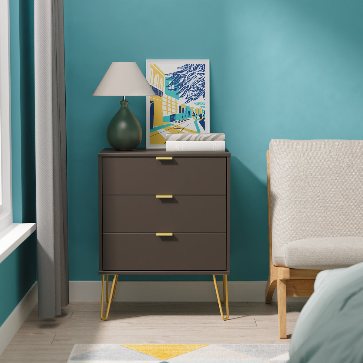 Hong Kong 3 Drawer Midi Chest with Legs