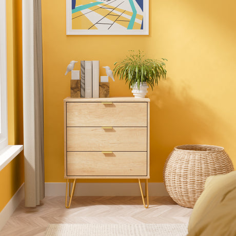 Hong Kong (Gold Hairpin Legs) 3 Drawer Midi Chest with Legs