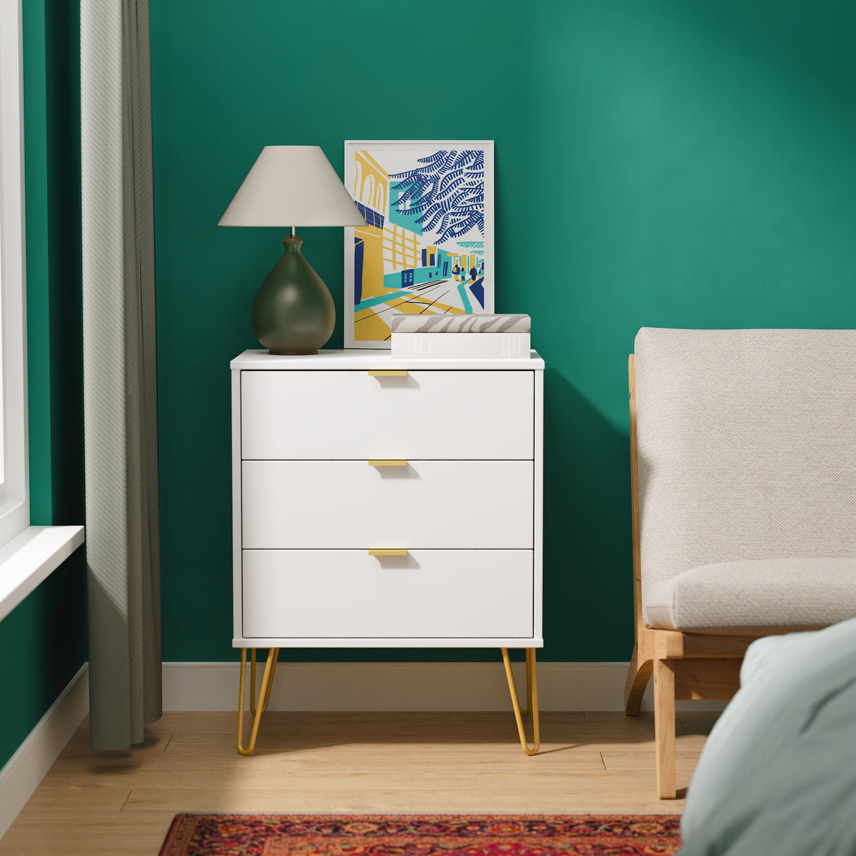 Hong Kong 3 Drawer Midi Chest with Legs