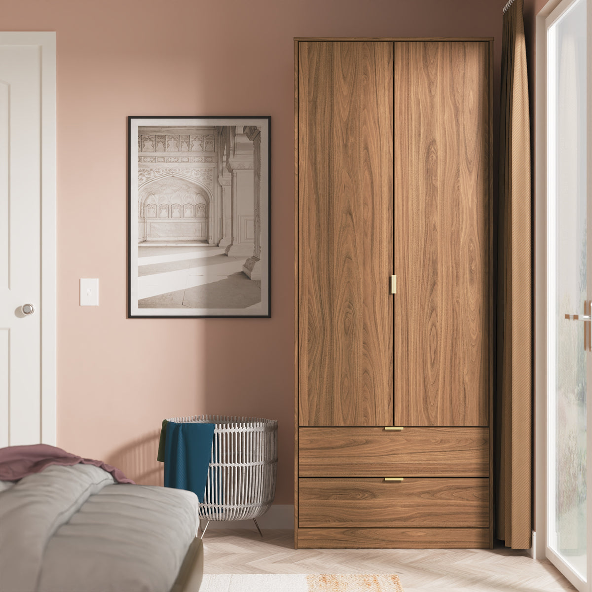 Hong Kong Tall 2 Drawer Wardrobe