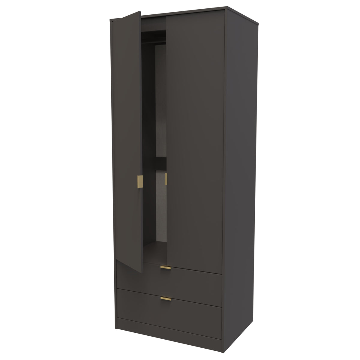 Hong Kong (Gold Hairpin Legs) Tall 2 Drawer Wardrobe