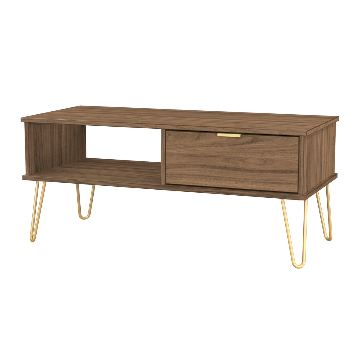 Hong Kong (Gold Hairpin Legs) 1 Drawer Coffee Table