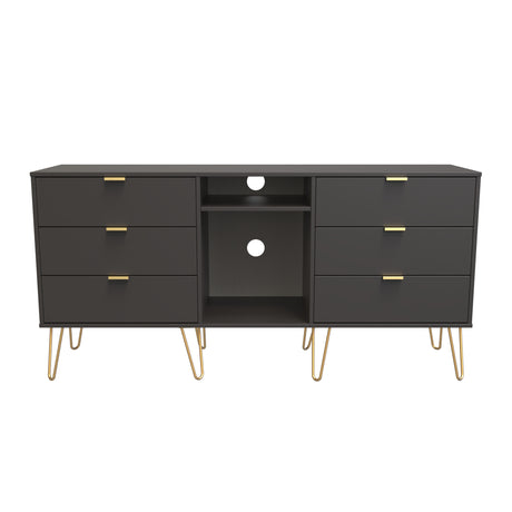 Hong Kong (Gold Hairpin Legs) 6 Drawer TV Unit with legs