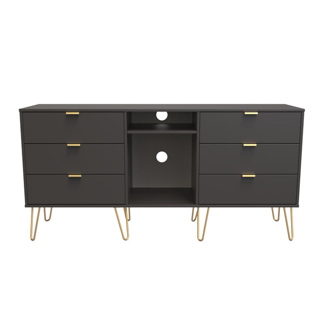 Hong Kong (Gold Hairpin Legs) 6 Drawer TV Unit with legs