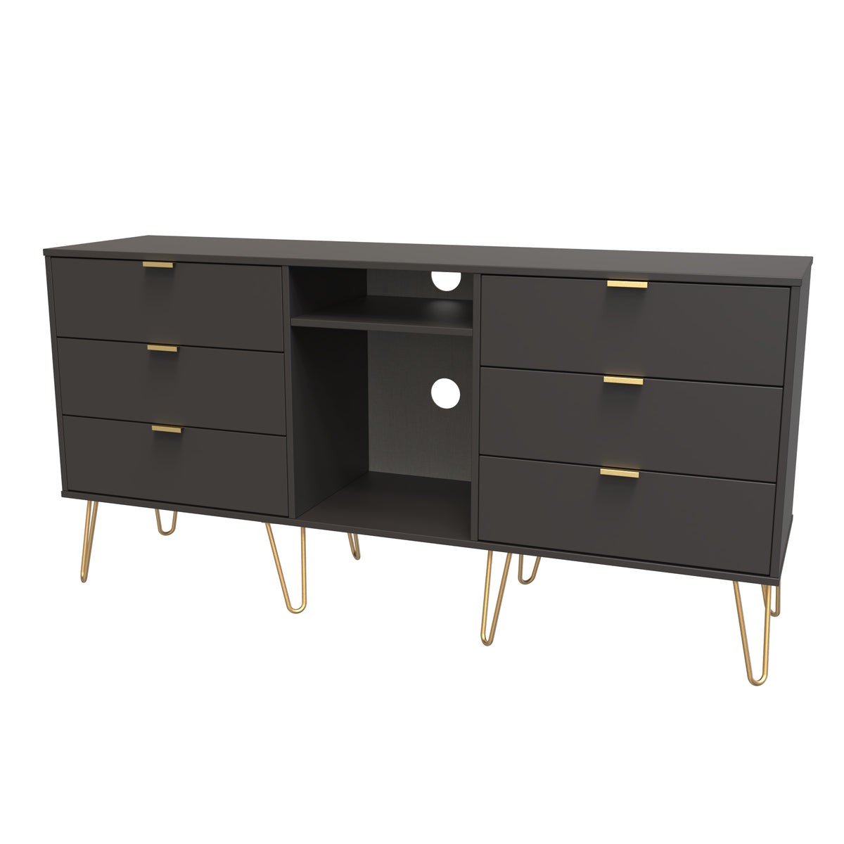 Hong Kong (Gold Hairpin Legs) 6 Drawer TV Unit with legs