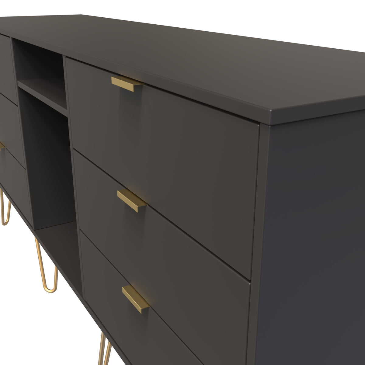 Hong Kong (Gold Hairpin Legs) 6 Drawer TV Unit with legs