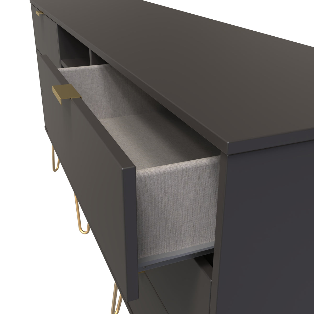 Hong Kong (Gold Hairpin Legs) 6 Drawer TV Unit with legs