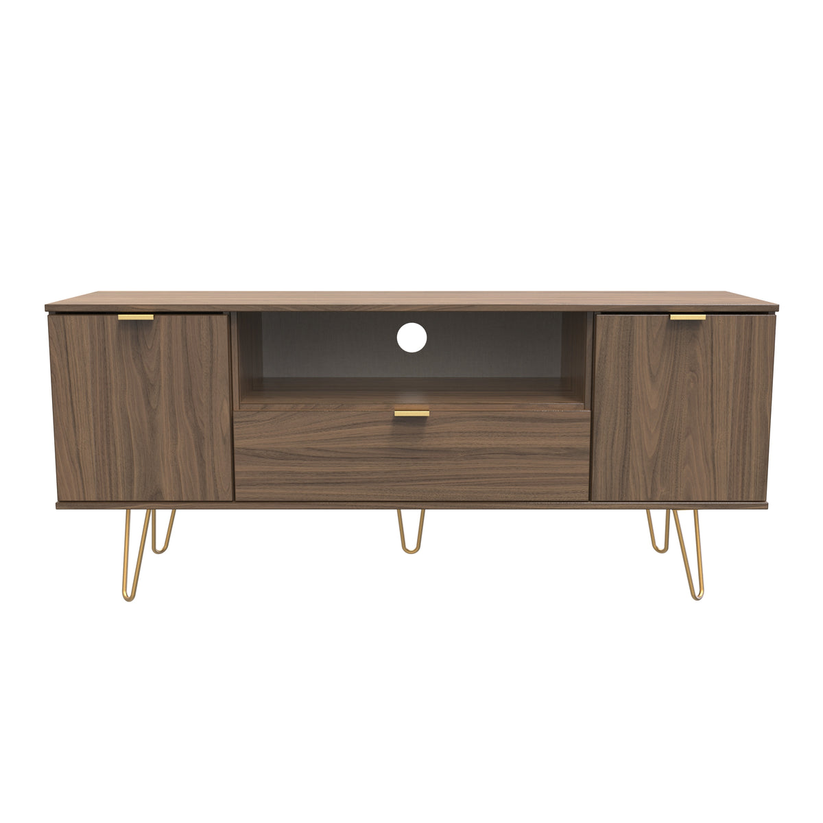 Hong Kong (Gold Hairpin Legs) 2 Door 1 Drawer Wide TV Unit