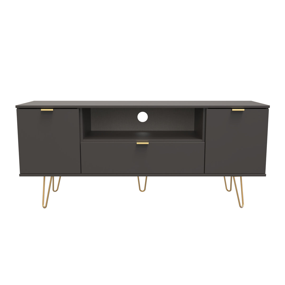 Hong Kong (Gold Hairpin Legs) 2 Door 1 Drawer Wide TV Unit