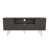 Hong Kong (Gold Hairpin Legs) 2 Door 1 Drawer Wide TV Unit