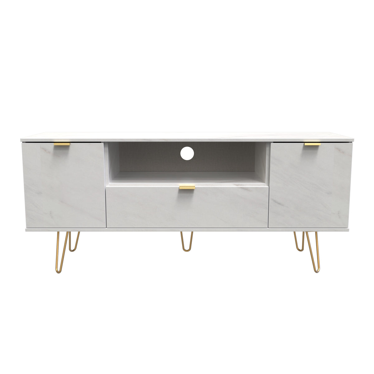 Hong Kong (Gold Hairpin Legs) 2 Door 1 Drawer Wide TV Unit