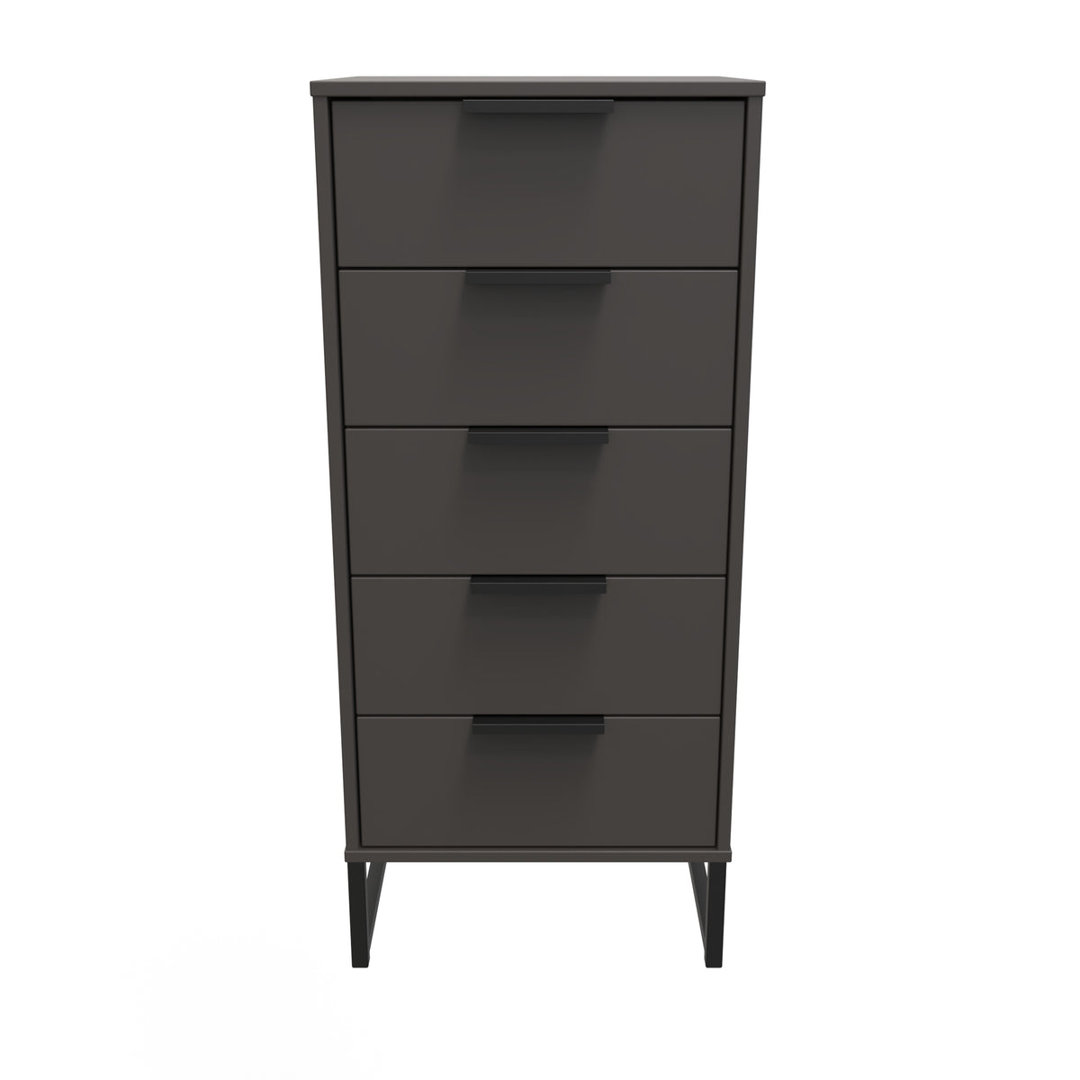 Hong Kong (Black Sleigh Legs) 5 Drawer Bedside Cabinet