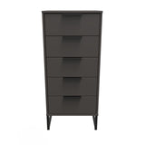 Hong Kong (Black Sleigh Legs) 5 Drawer Bedside Cabinet