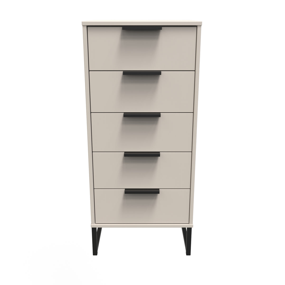 Hong Kong (Black Sleigh Legs) 5 Drawer Bedside Cabinet