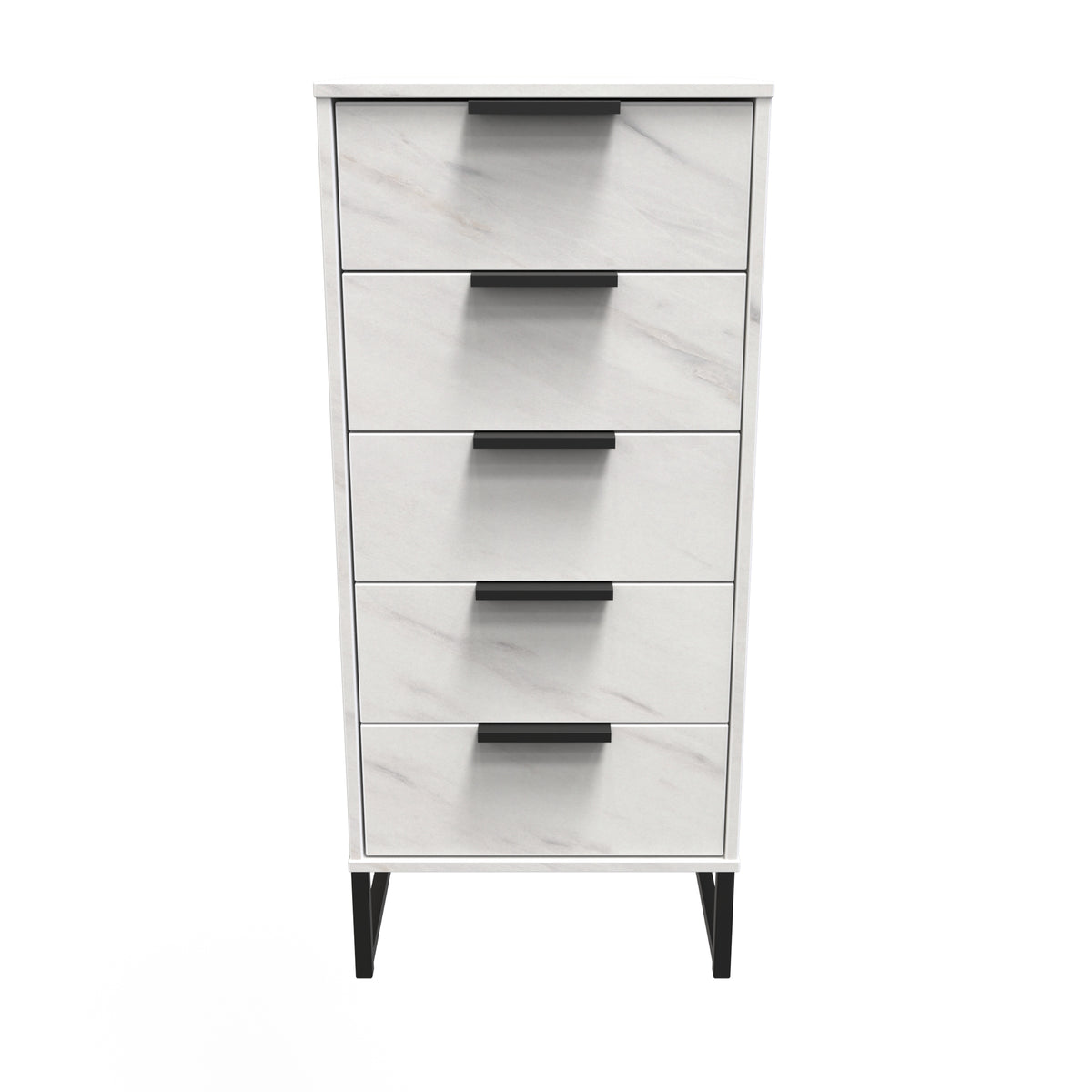 Hong Kong (Black Sleigh Legs) 5 Drawer Bedside Cabinet