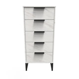 Hong Kong (Black Sleigh Legs) 5 Drawer Bedside Cabinet