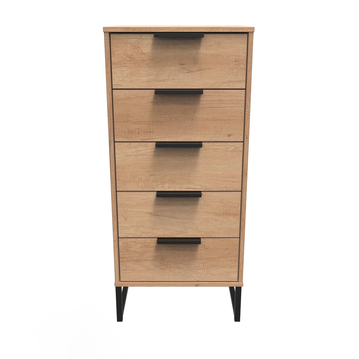 Hong Kong (Black Sleigh Legs) 5 Drawer Bedside Cabinet