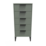 Hong Kong (Black Sleigh Legs) 5 Drawer Bedside Cabinet