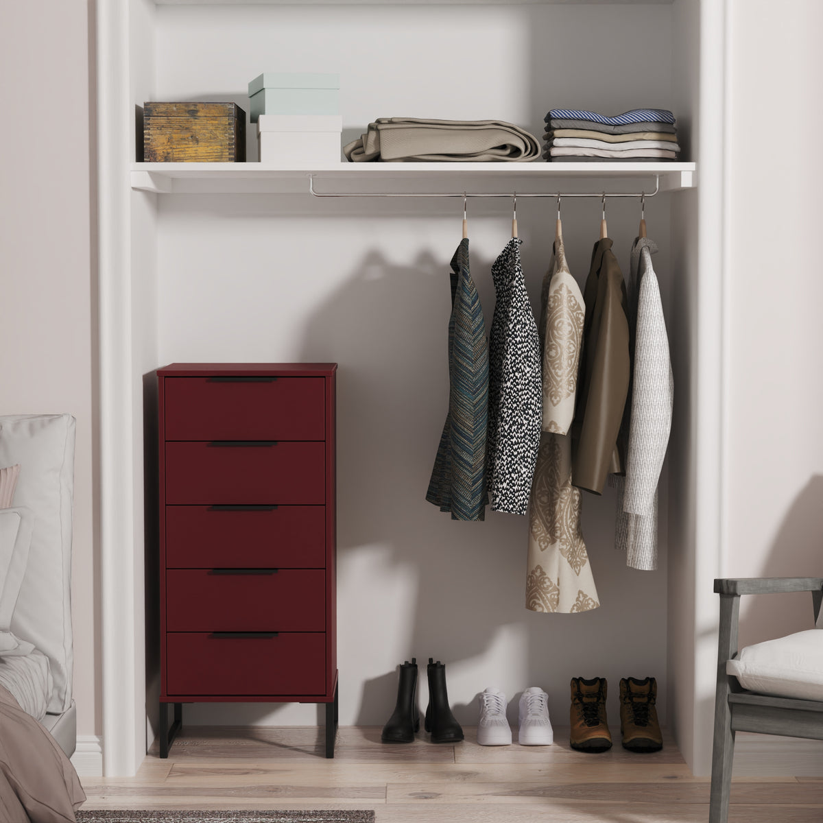 Hong Kong 5 Drawer Bedside Cabinet