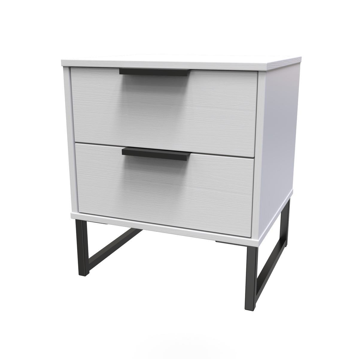 Hong Kong (Black Sleigh Legs) 2 Drawer Bedside Cabinet