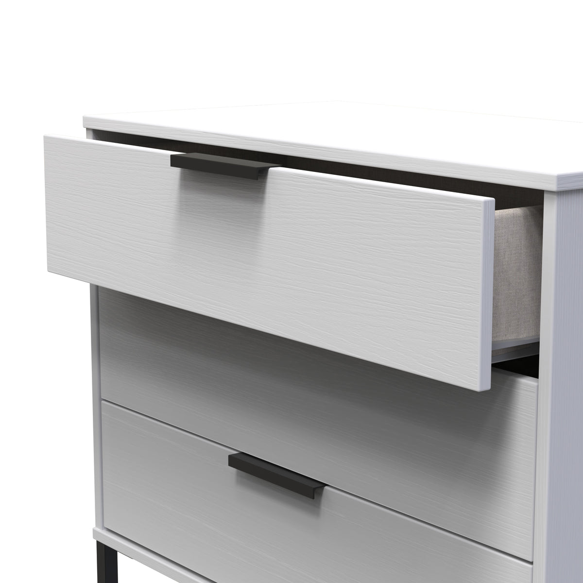 Hong Kong (Black Sleigh Legs) 3 Drawer Chest