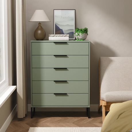 Hong Kong (Black Sleigh Legs) 5 Drawer Chest