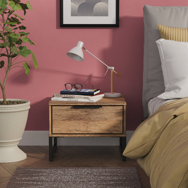 Hong Kong (Black Sleigh Legs) 1 Drawer Bedside Cabinet  with Legs