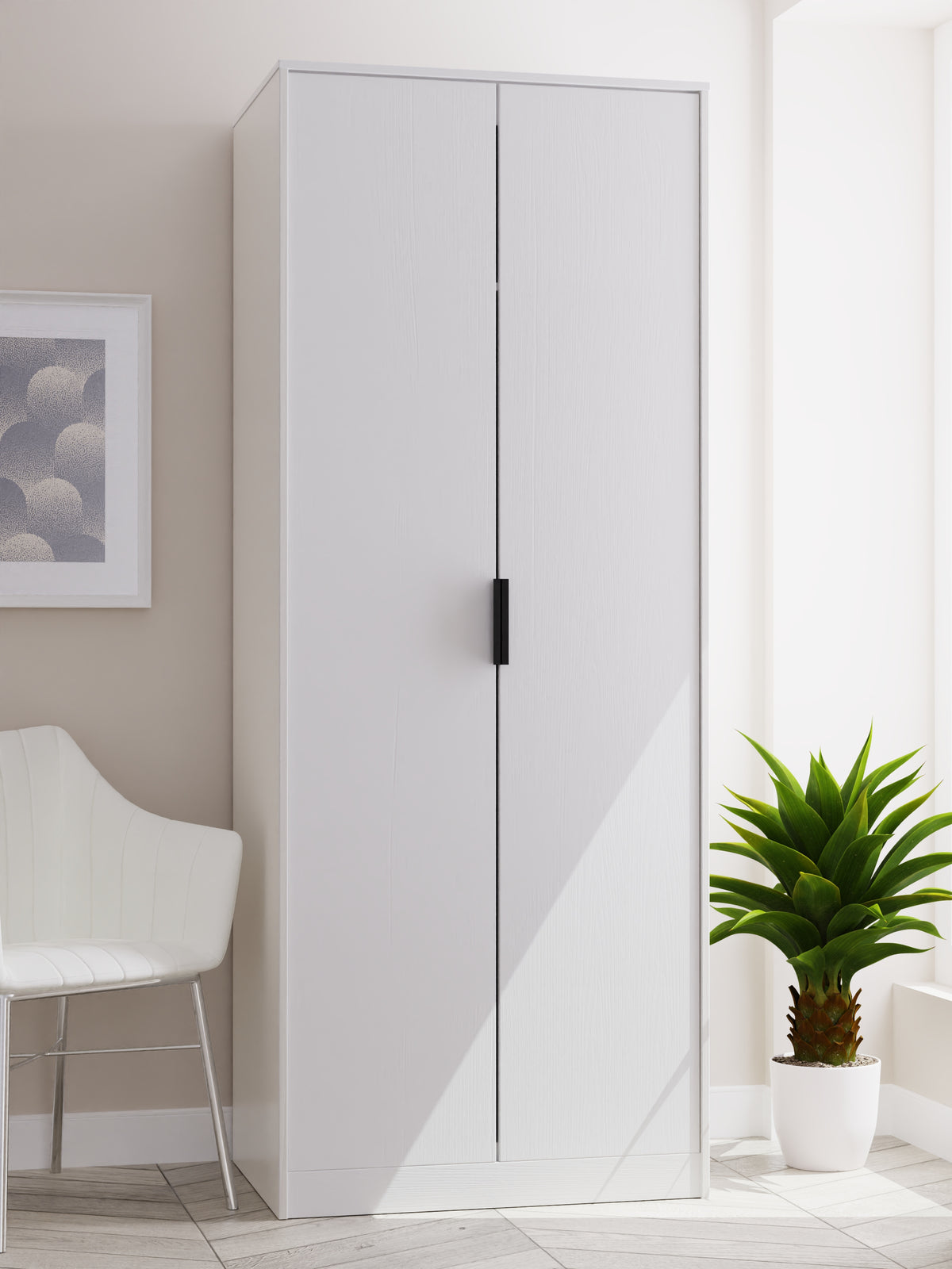 Hong Kong (Black Sleigh Legs) Tall Plain Wardrobe