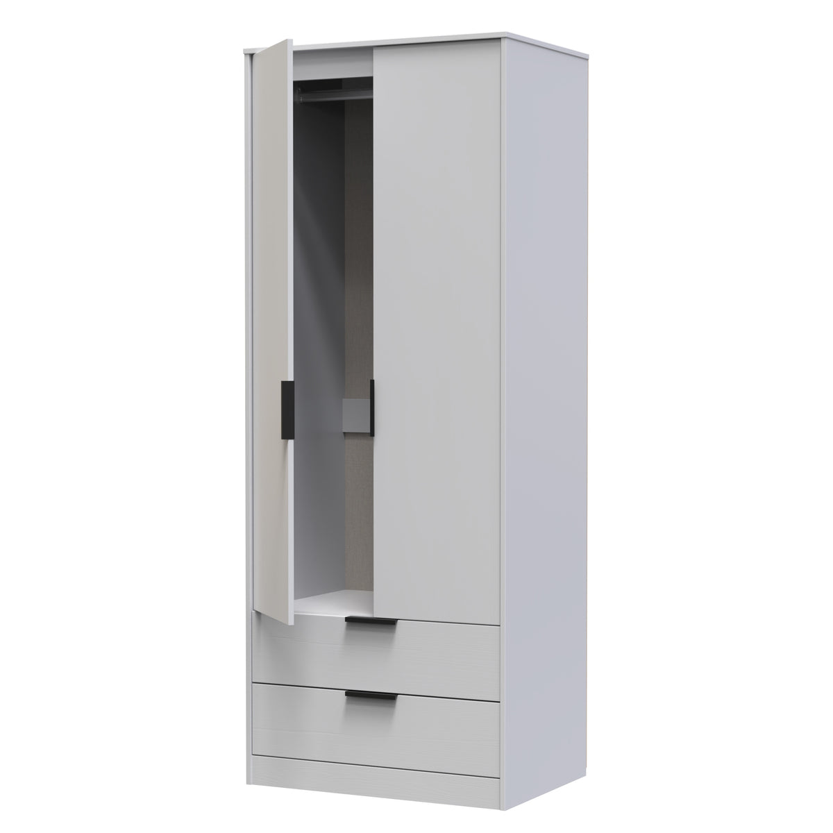 Hong Kong (Black Sleigh Legs) Tall 2 Drawer Wardrobe